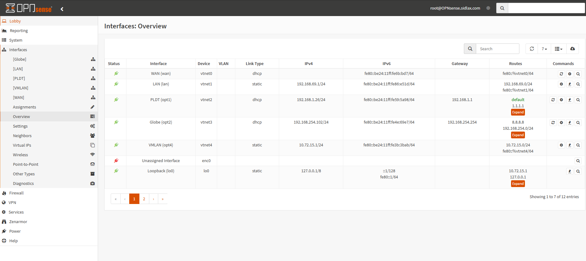 OPNsense interface configuration