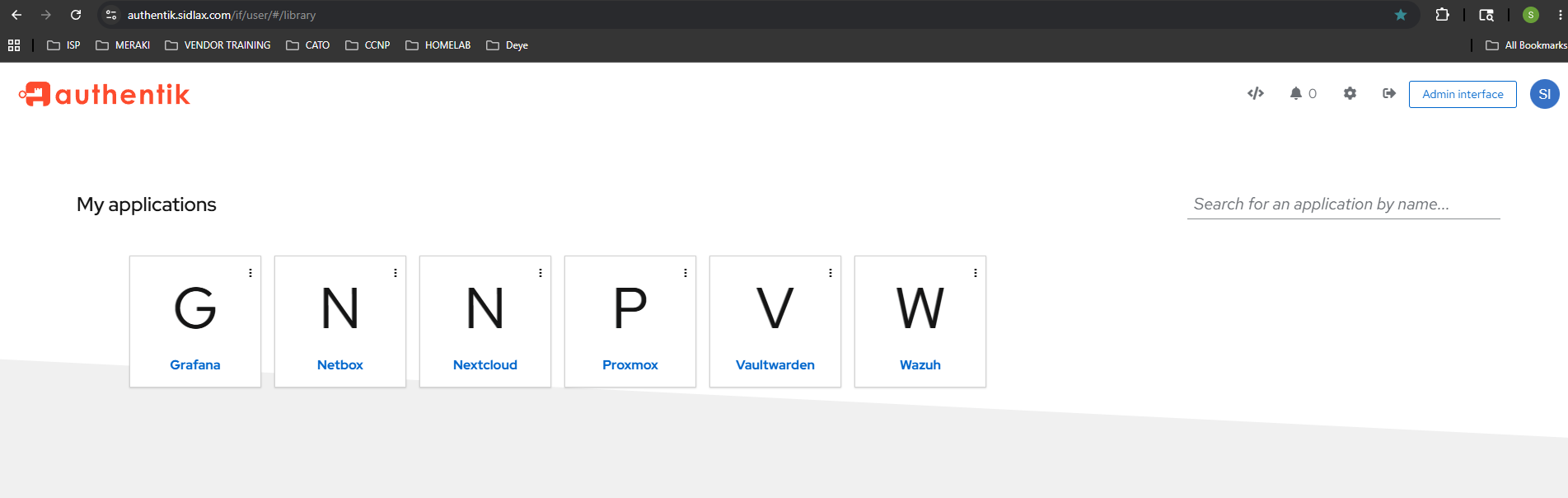 Authentik identity provider dashboard
