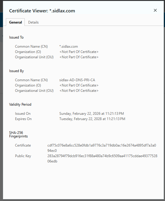 Certificate Authority console