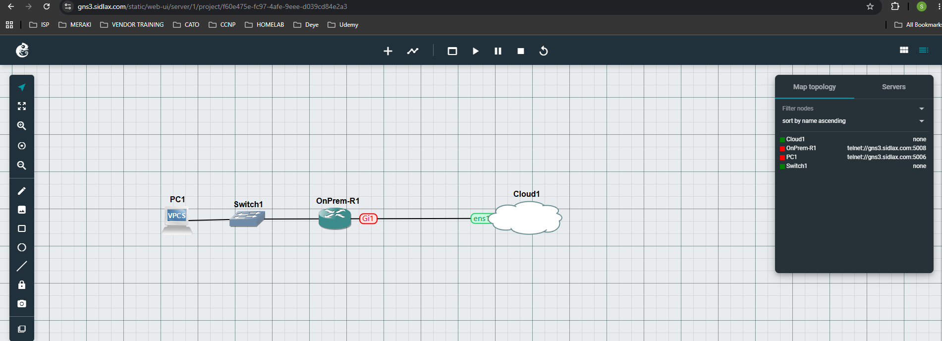 GNS3 network simulation