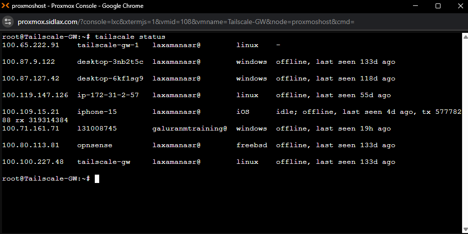 Tailscale admin console